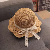 Fashion Lace Baby Hat Summer Straw Bow Baby Girl Cap Beach Children Panama Hat Princess Baby Hats and Caps for Kids 1PC